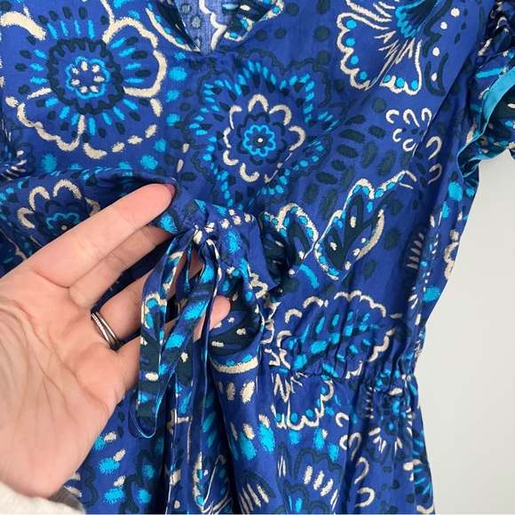 Sugarlips Kenner Floral Alina Ruffle Shift Mini Dress in Blue Multi Women's M - Picture 7 of 9